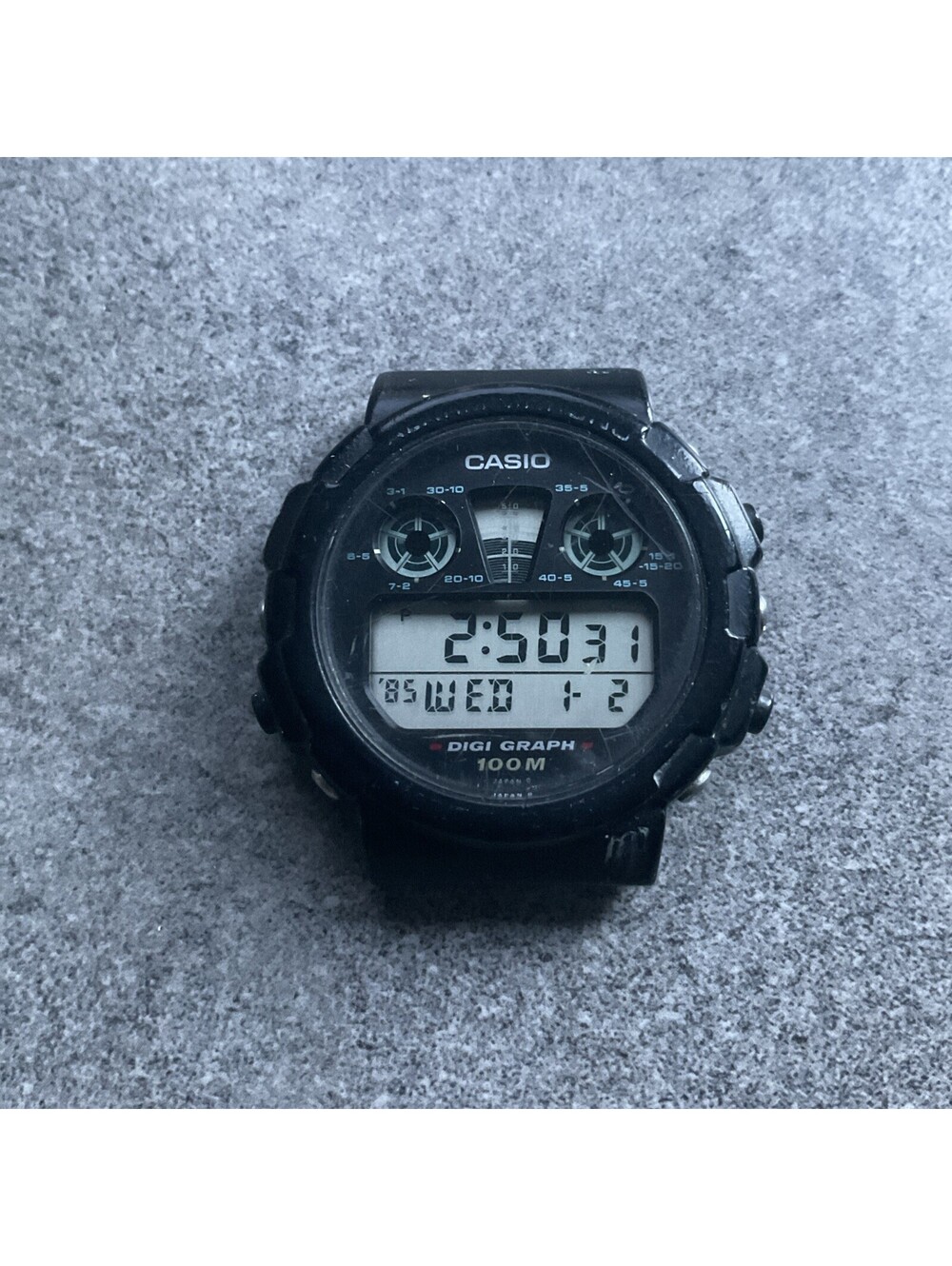 Vintage Casio 828 DGW-30 Mens Watch 39mm Black Digi Graph Digital New Battery D2